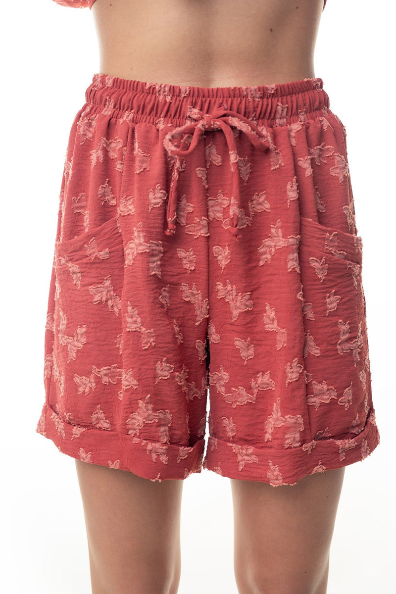 WB High Waisted Floral Print Knit Shorts