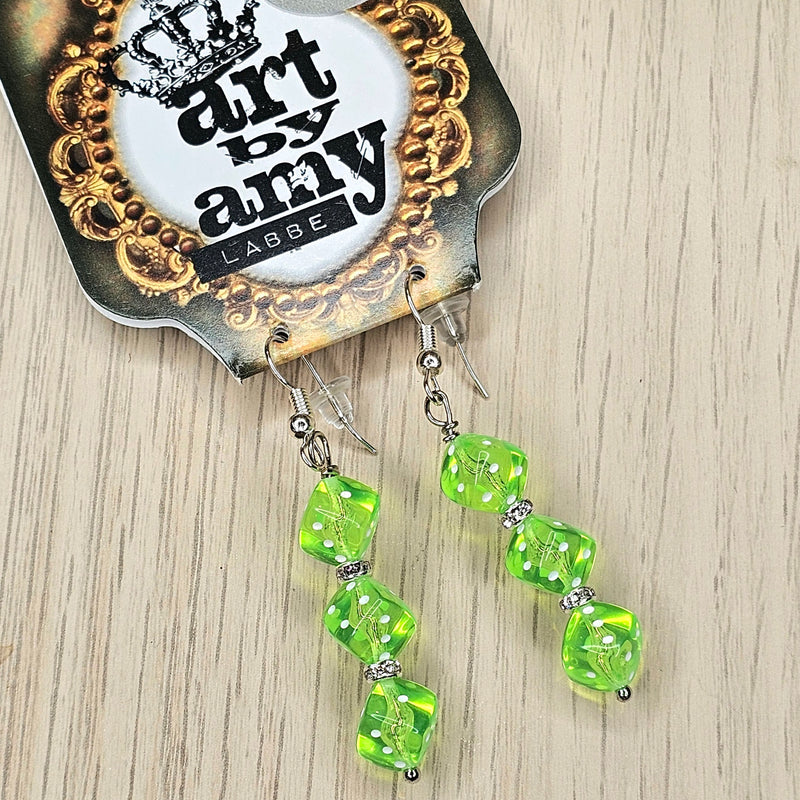 Art By Amy Green Dice Earrings