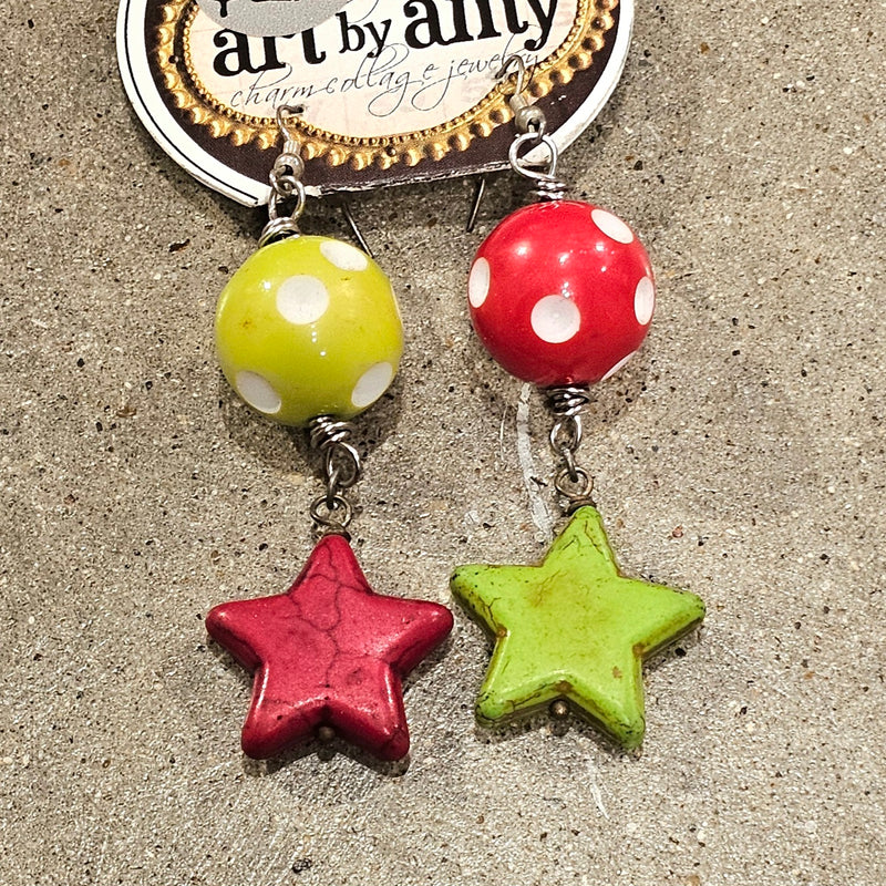 Art By Amy Christmas Balls & Stars Earrings