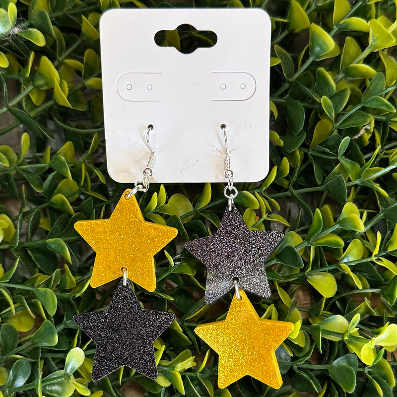 VD Gold/Black Acrylic Star Earrings