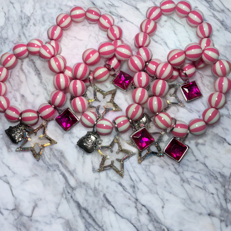 ATG Pink/White Santa Charm Bracelet