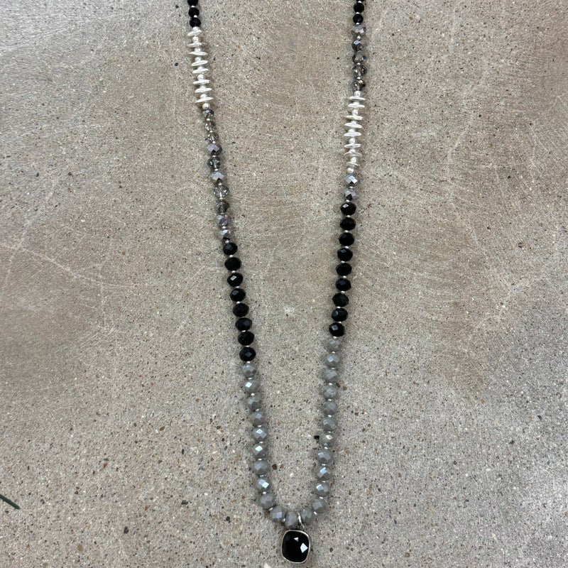 PP Black/Silver Long Necklace