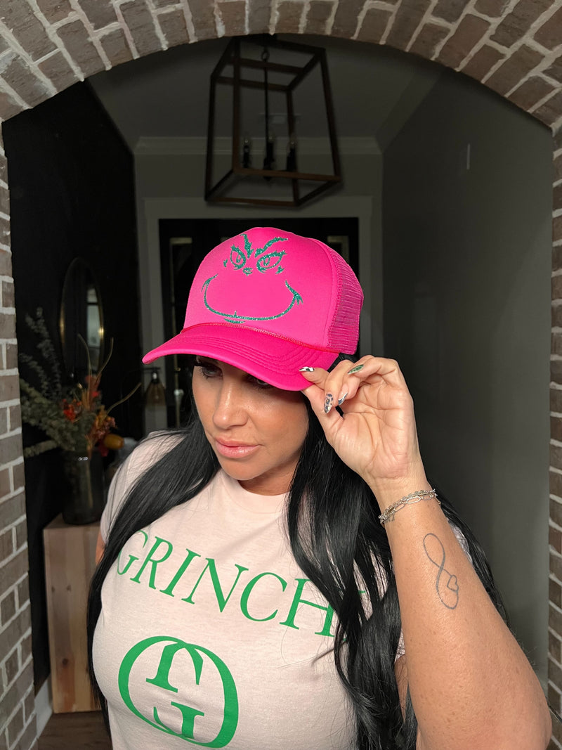 Pink Green Man Trucker Hat