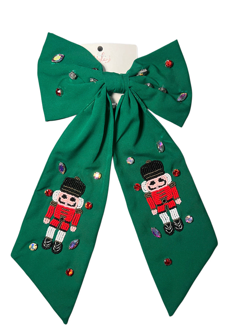 Green Bow with Red Nutcracker