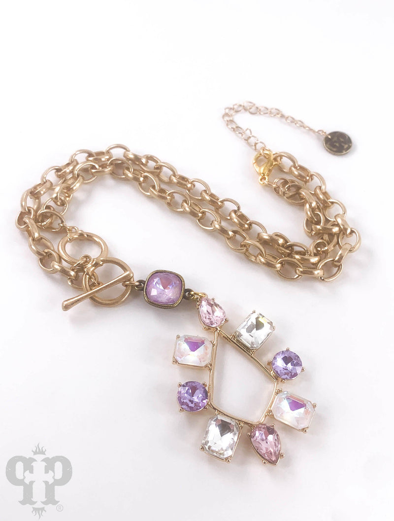 PP Lux Lavender Teardrop Gold Toggle Necklace