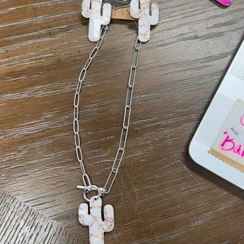 806 White Cactus Necklace