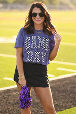 Gameday Check Tee-Purple