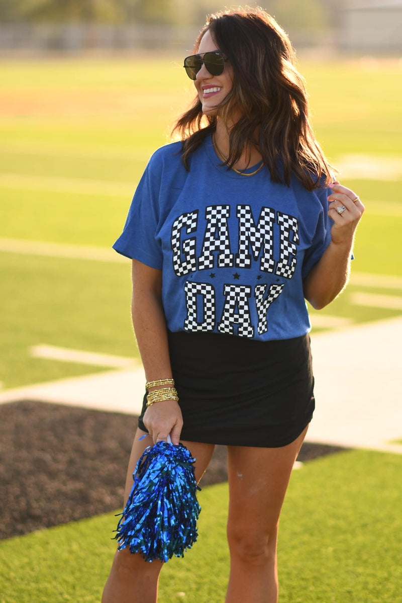 Gameday Check Tee-Royal Blue