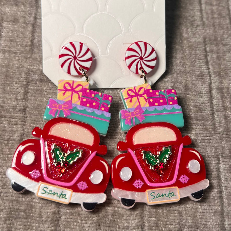 Car with Presents Acrylic Earrings