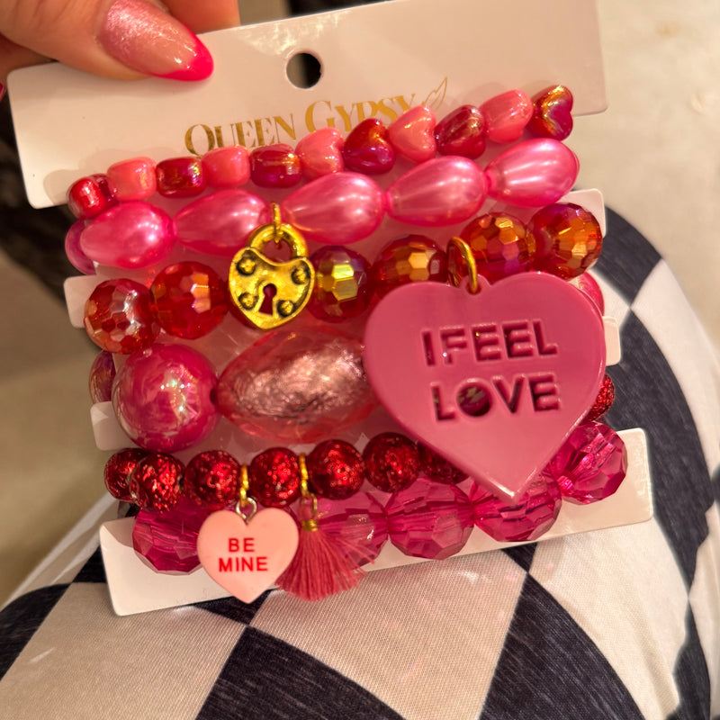 Queen Gypsy Pink & Red Feel Love Bracelet Set