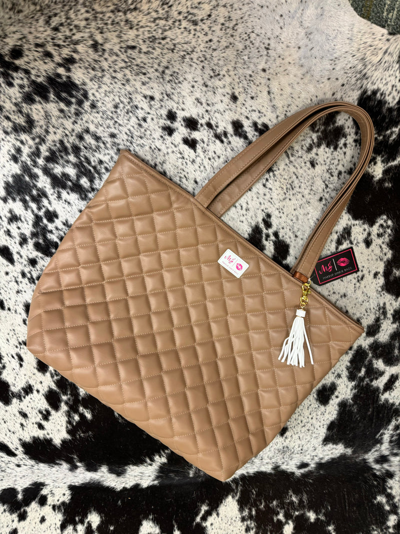 MJ Latte Quilted Tote