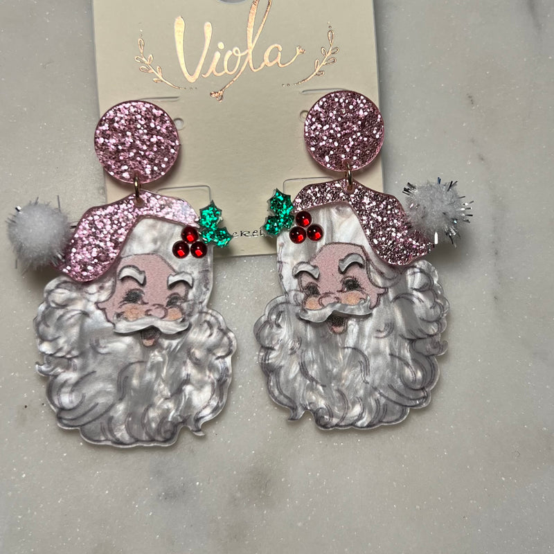 Santa Pink Hat Earrings