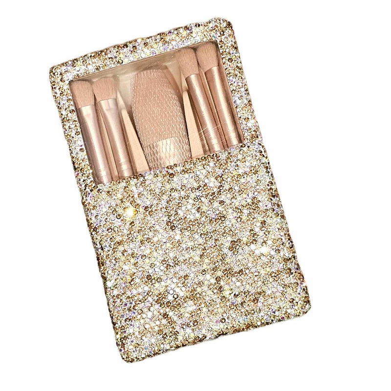 Brown/AB Rhinestone Makeup Brush Set