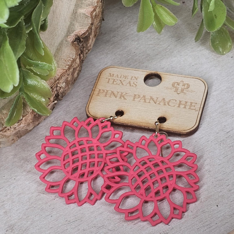 PP Pink Sunflower Earrings