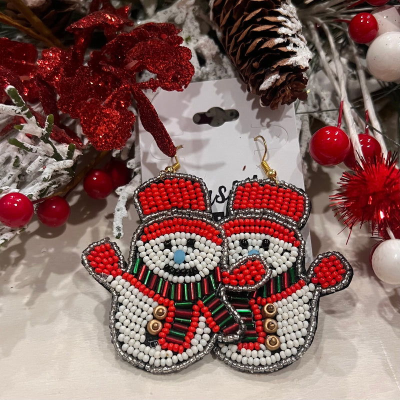 Beaded Snowman Earrings