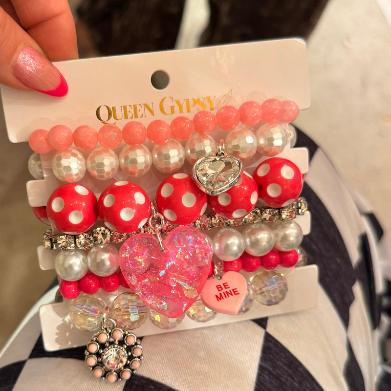 Queen Gypsy Pink Dot Be Mine Bracelet Set