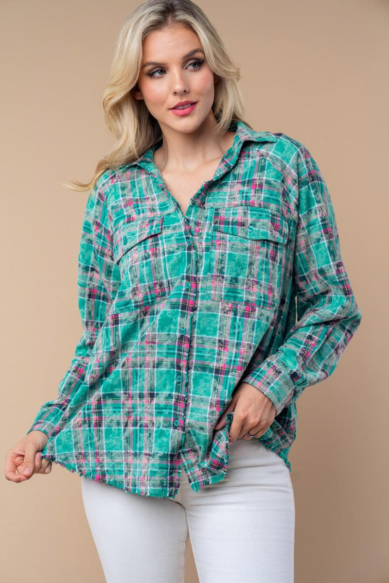 WB Kelly Green Flannel Top