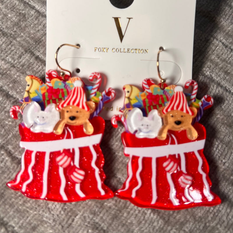 Santa Bag Acrylic Earrings