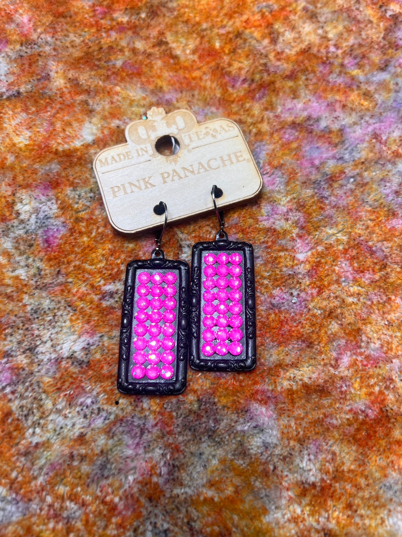 PP Black/Pink Rectangle Earrings