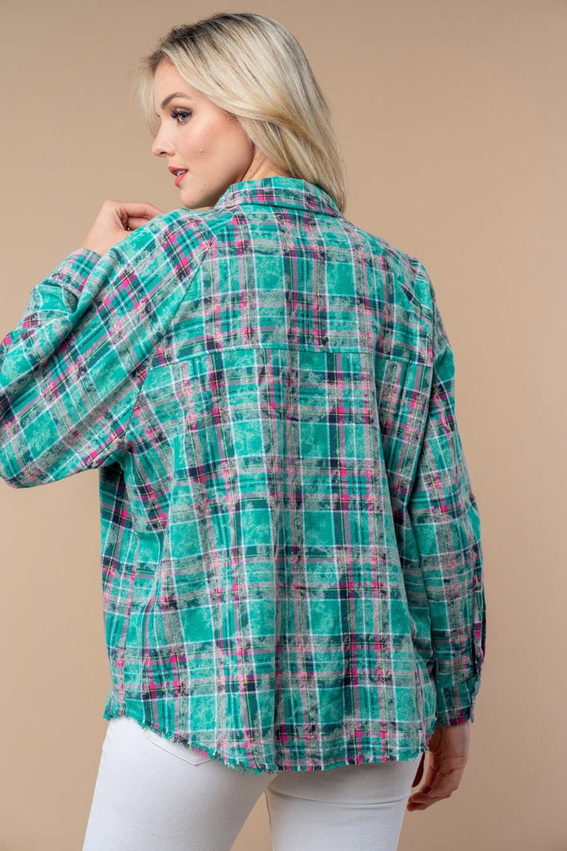 WB Kelly Green Flannel Top