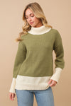 Cozy Co Array Live Olive Color Block Top