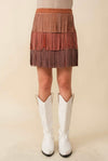 Lainey Stud Fringe Color Block Skirt