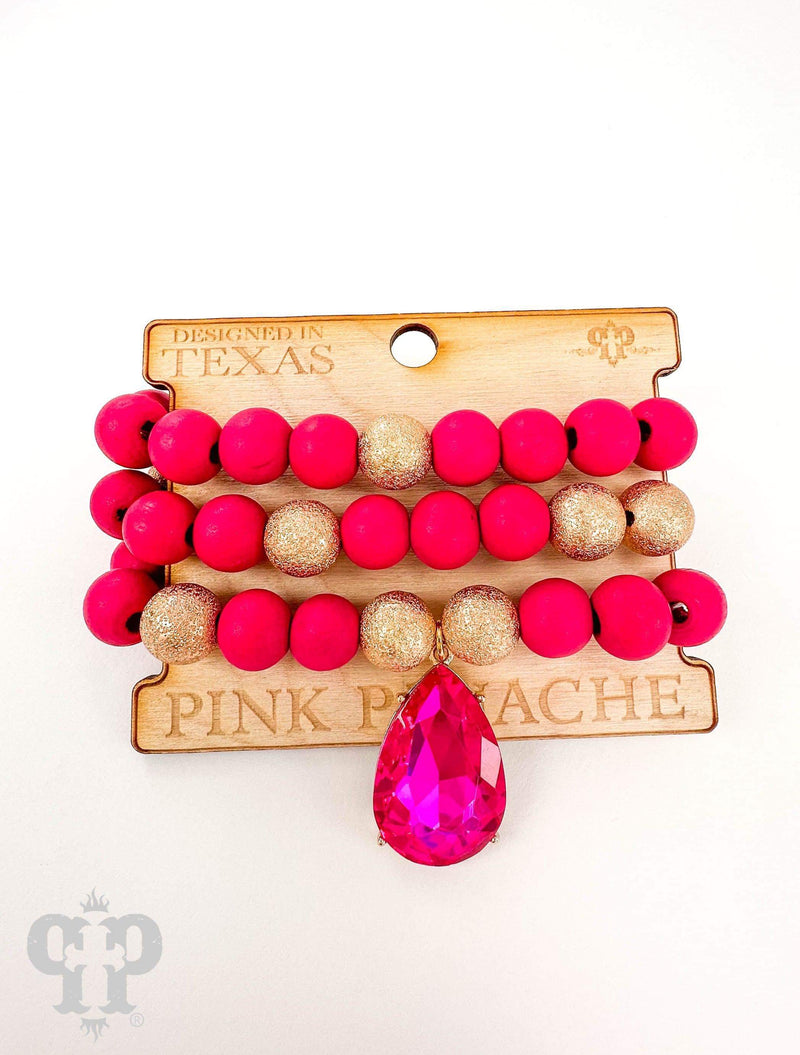 PP Magenta Wooden Bead Bracelet