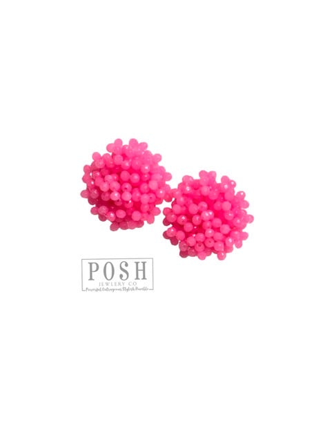 Posh Neon Pink Pom Studs