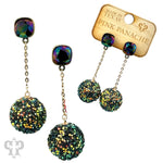 PP Glitter Mesh Bead with Austrian Crystal Earrings