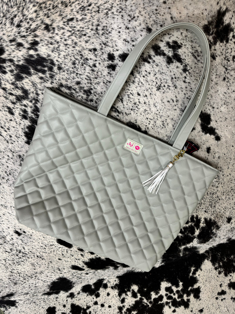 MJ Grey Quilted Tote