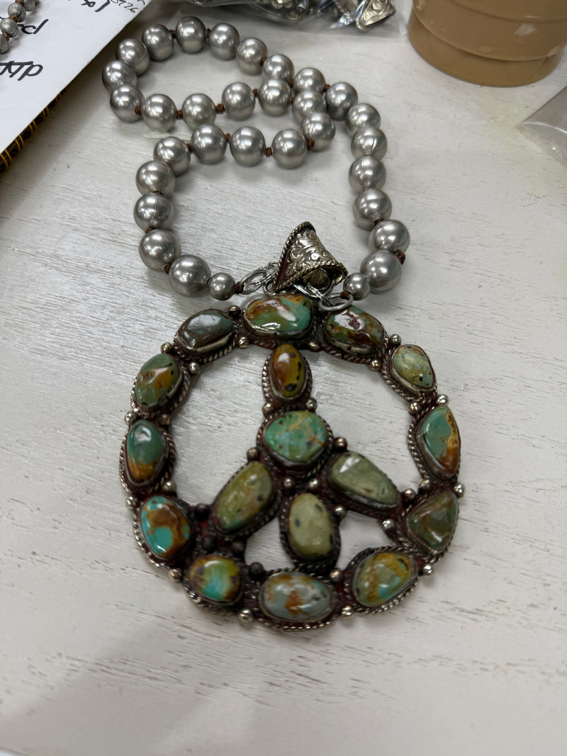 Large Peace Turquoise Necklace