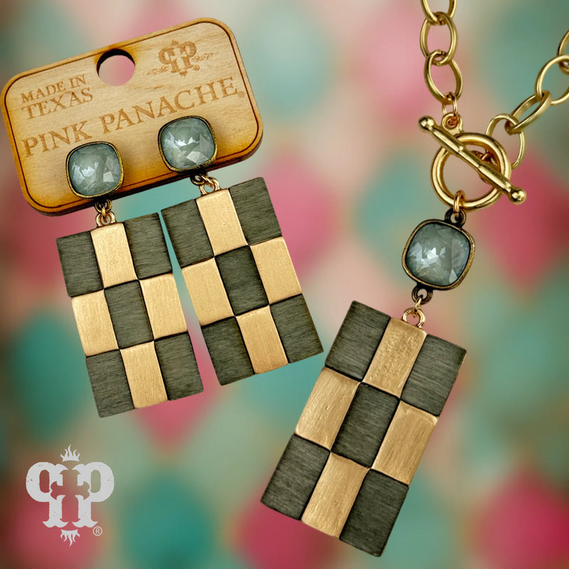 PP Grey Checkered Style Jewelry