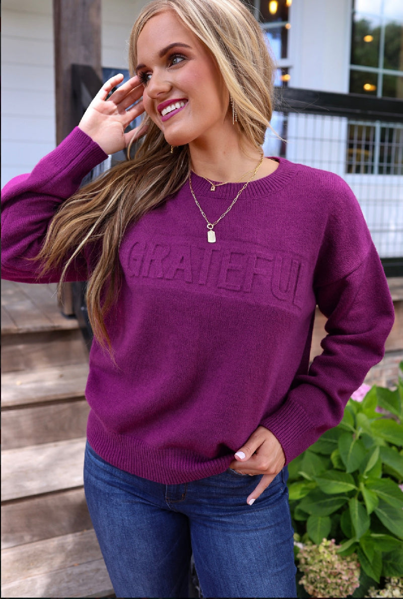 JL Grateful Embossed Sweater