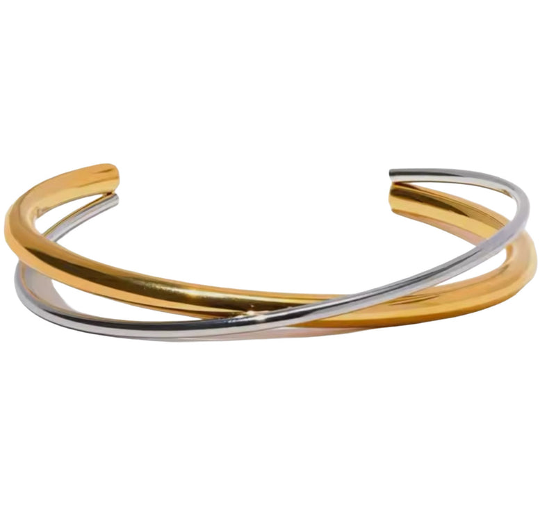 LK Array Live Two Tone Criss Cross Bangle