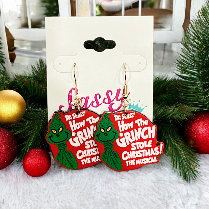 Grinchie Christmas Musical Earrings