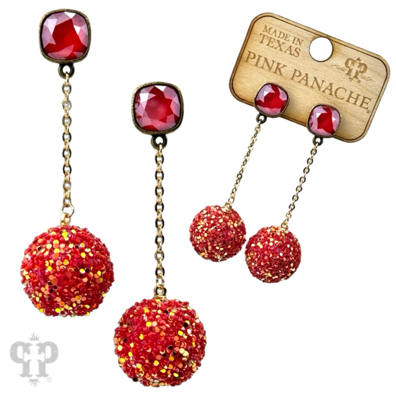 PP Glitter Mesh Bead with Austrian Crystal Earrings