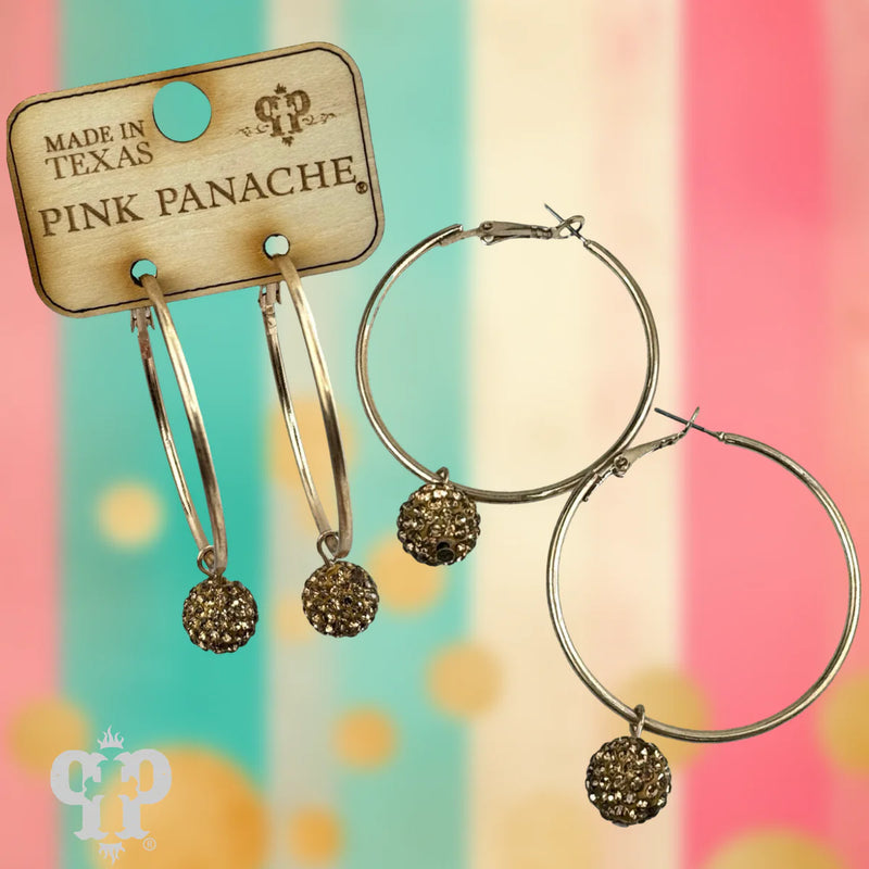 PP Gold Hoop Gold Shambala Bead Earrings