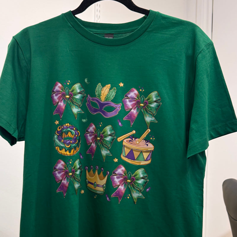 Green Bow Mardi Gras Tee