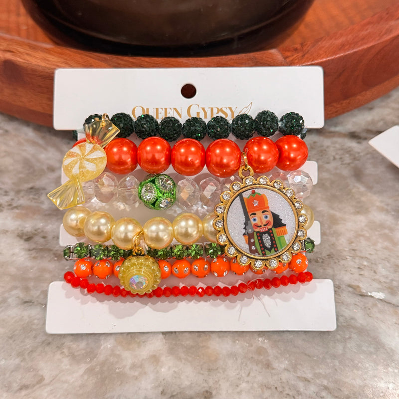 Queen Gypsy Orange/Green Nutcracker stack