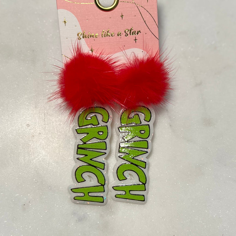 Grinch Pom Earrings