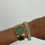 Chansuttpearl Diamond Two Tone Watch Band Bracelet