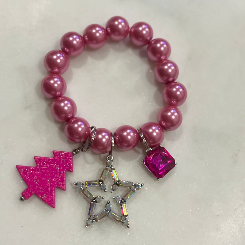 ATG metallic pink tree charm bracelet