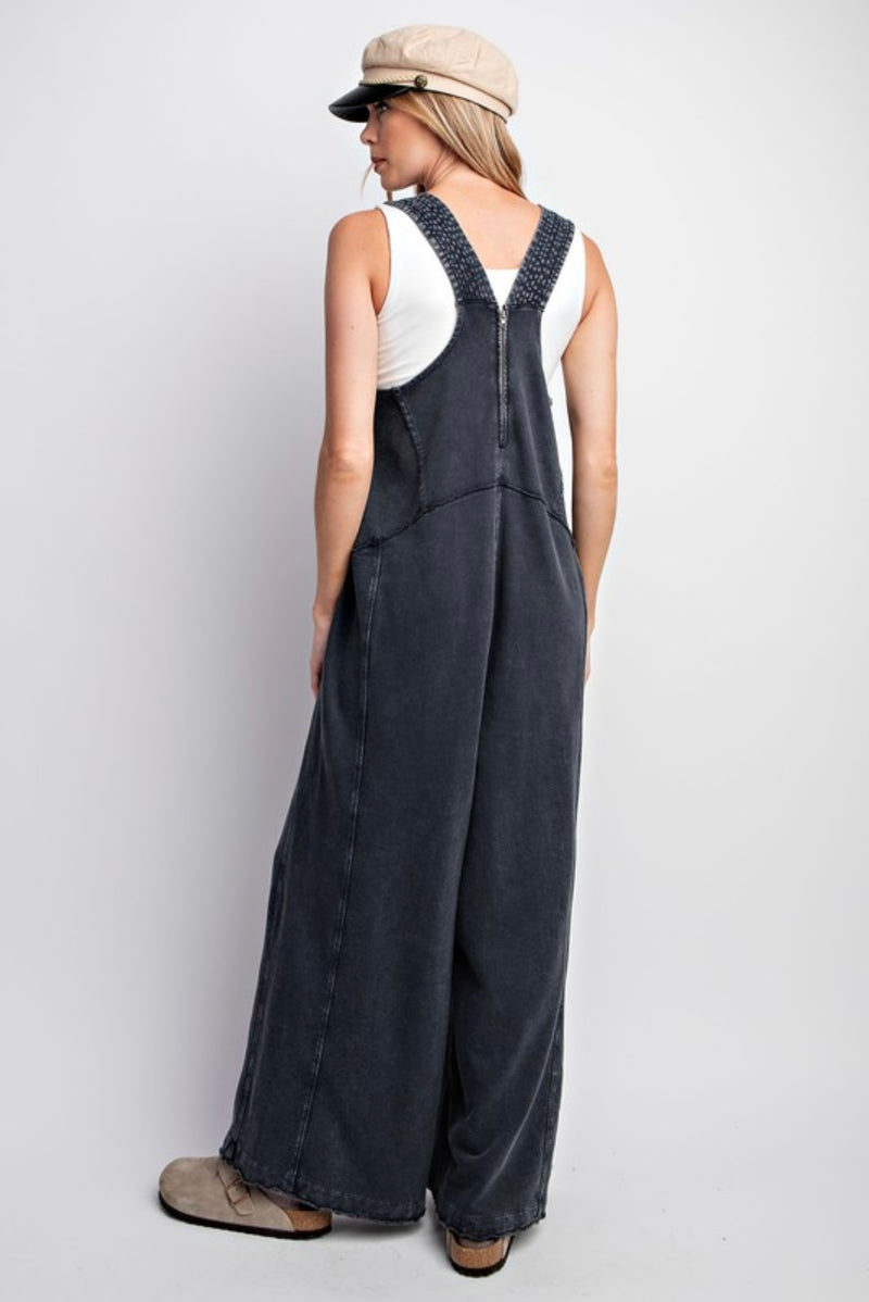 Kyra Washed Soft Knit Jumpsuit-Black