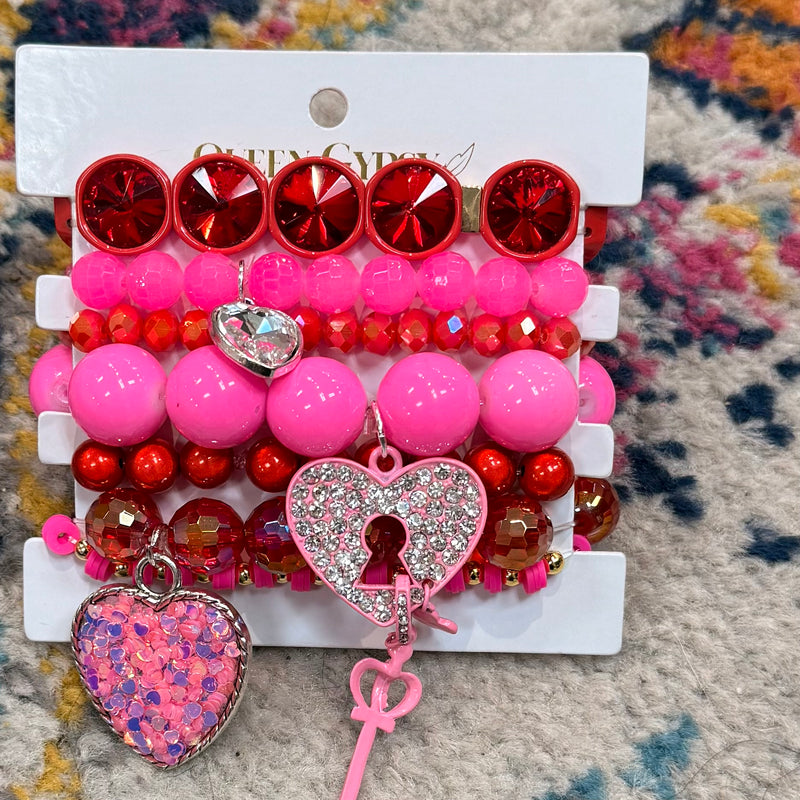 Queen Gypsy Pink & Red Bracelet Set