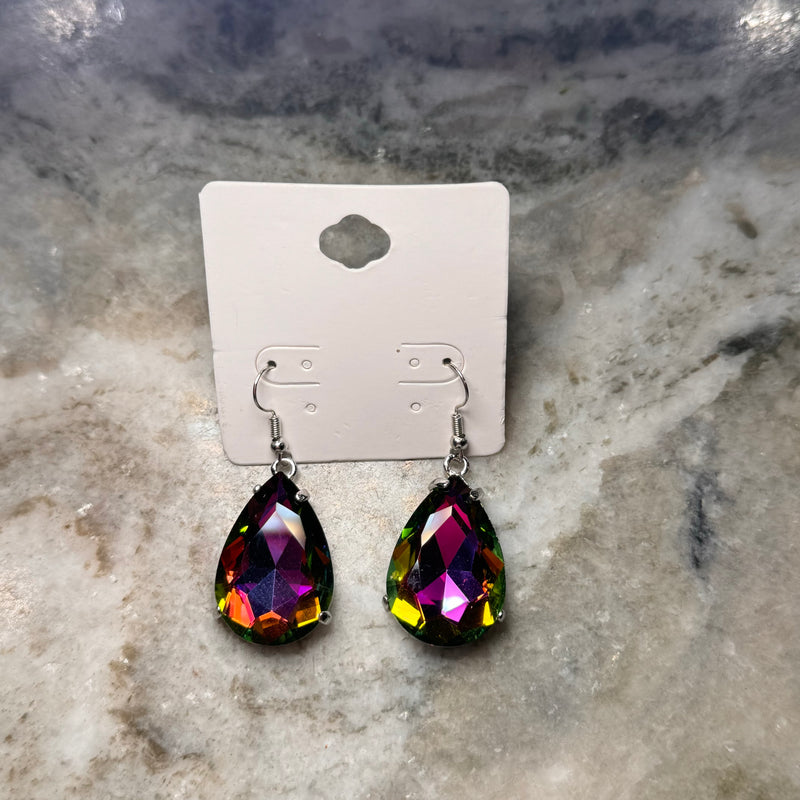 Silver Volcano Teardrop Earrings