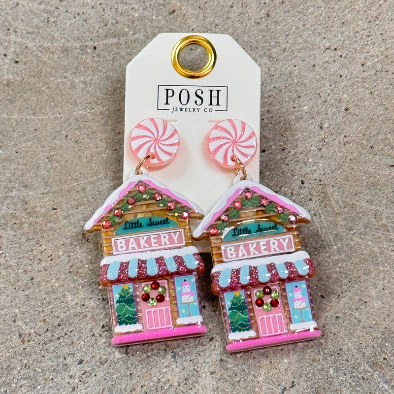 POSH Acrylic Pink Gingerbread House Earring