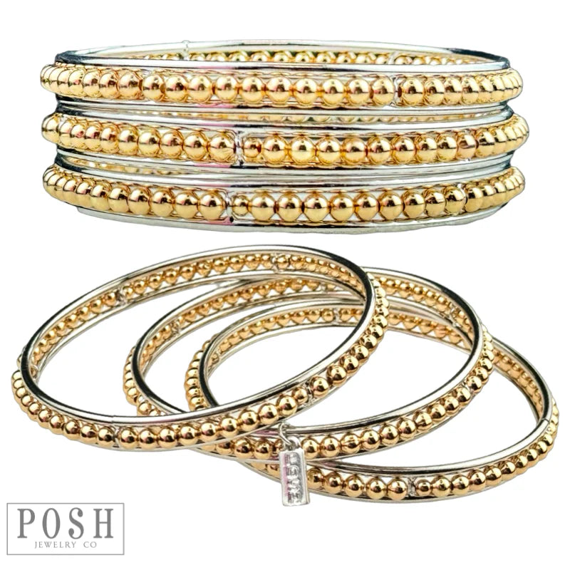 Posh Gold and Silver Bangle Bracelet Set