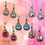 Posh Square Rhinestone Dangle Hoop Earring