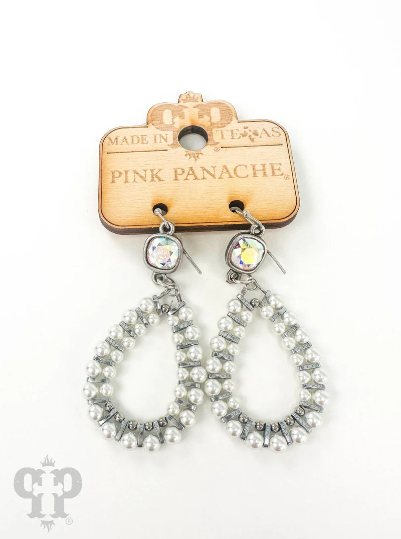 PP Silver Pearl Bead Teardrop Earring