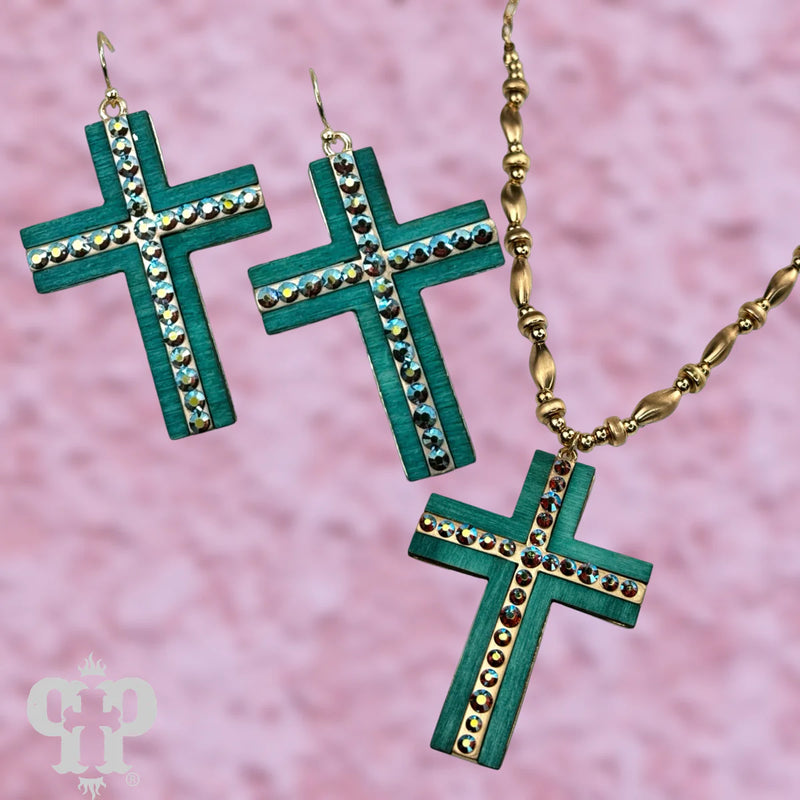 PP Turquoise Crystal Cross